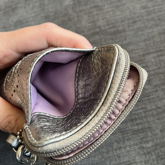 COACH metallic pewter phone pouch wristlet - Picture 3 of 4